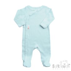 SS4500-B: Blue Ribbed Sleepsuit (0-3 Months)